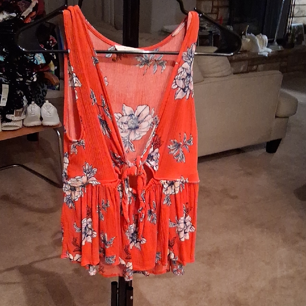 Elodie Red Floral Tie-Front Blouse